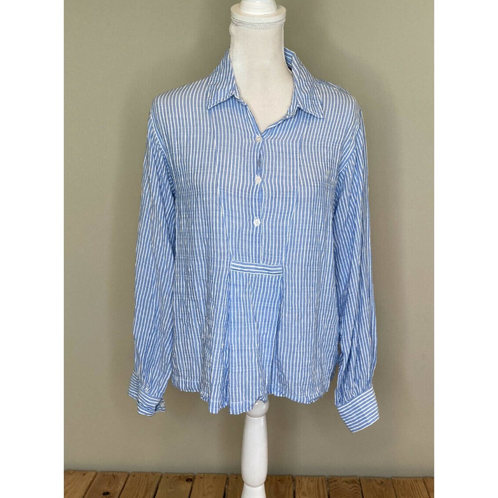 Max Studio Striped Lightweight Half Button Shirt M - image 1